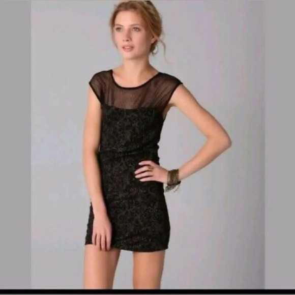 Free People Dragonfly Dress black/gold size large NWT - Picture 1 of 6